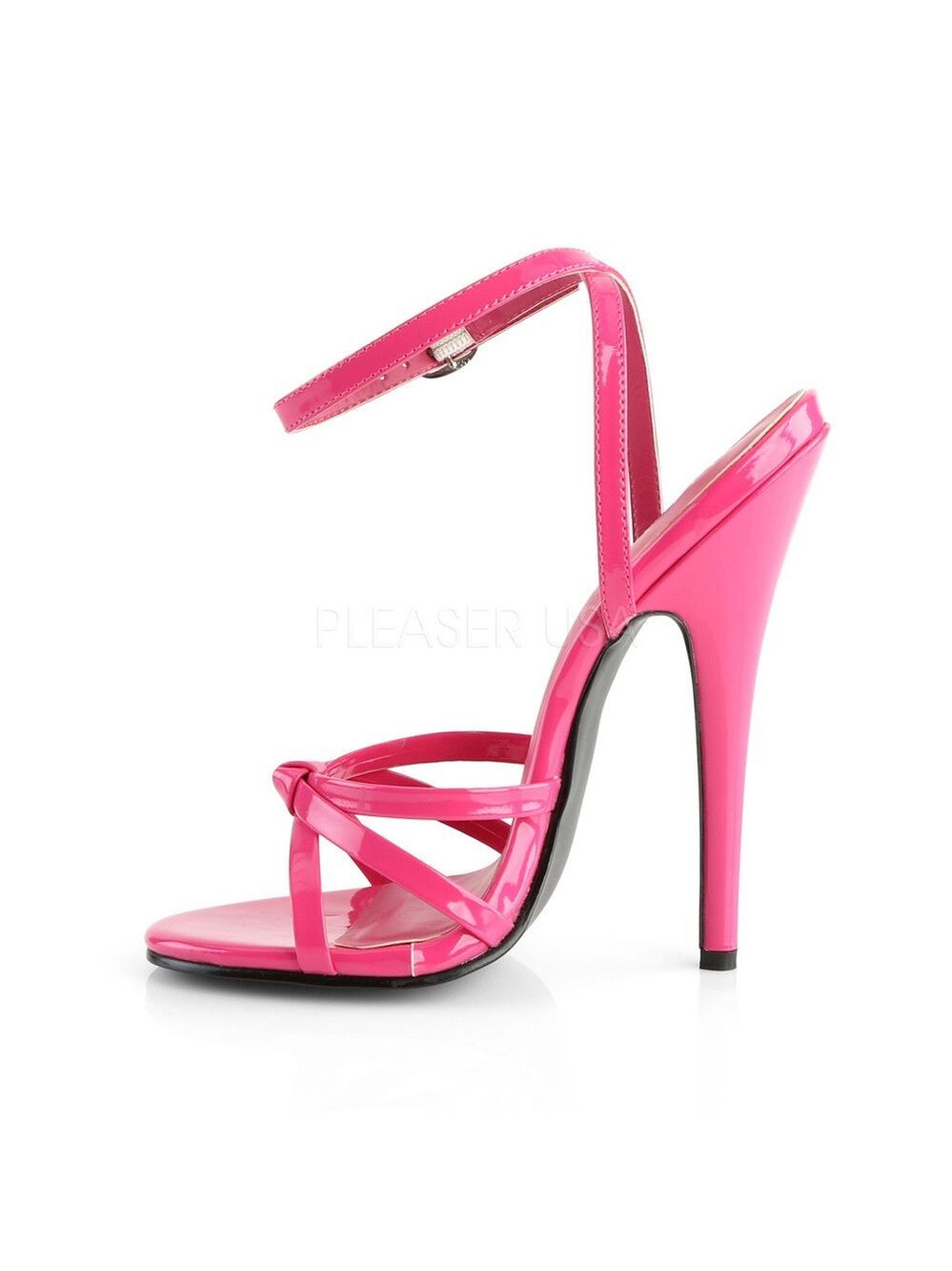 NIB Domina 108 Hot Pink Patent 6" High Heels Strappy Sandal Shoes - Picture 4 of 5